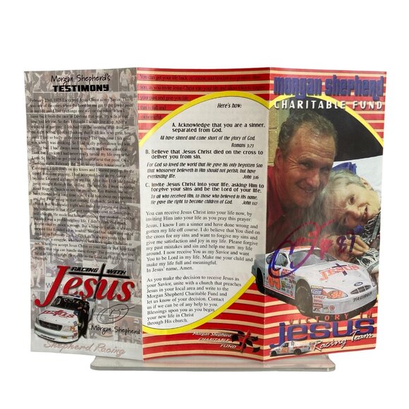 Morgan Shepherd Racing Autographed Brochure Victory in Jesus NASCAR Signed - Picture 4 of 5